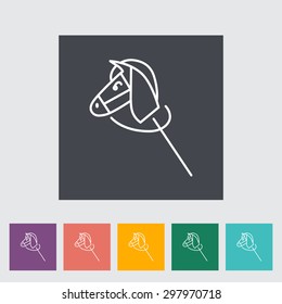 Horse toy thin line flat vector related icon set for web and mobile applications. It can be used as - logo, pictogram, icon, infographic element. Vector Illustration. 