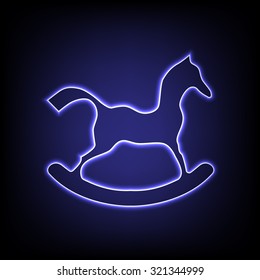 Horse toy vector  icon  with neon effect