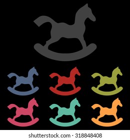 Horse toy vector  icon set.
