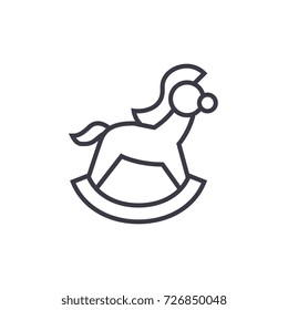 horse toy vector line icon, sign, illustration on background, editable strokes