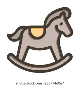 Horse Toy Vector Thick Line Filled Colors Icon For Personal And Commercial Use.

