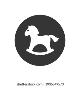 Horse toy white icon in flat vector