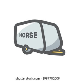 Horse Trailer Simple Vector Icon Cartoon Illustration.