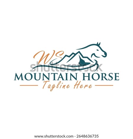 horse training logo design on the mountain with the letter WS