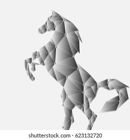 Horse from triangles, geometric  design silhouette