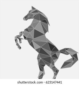 Horse from triangles, geometric  design silhouette