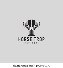 horse trophy champion logo design illustration