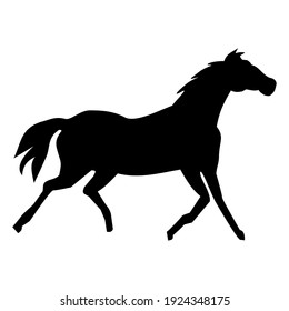 Horse trotting walking silhouette vector icon 