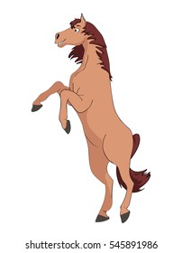 Horse to two legs. Rampant horse, botet