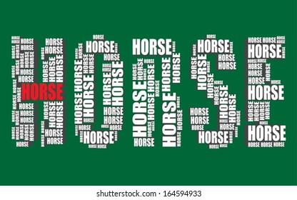 horse typography 3d text word art vector horse illustration word cloud