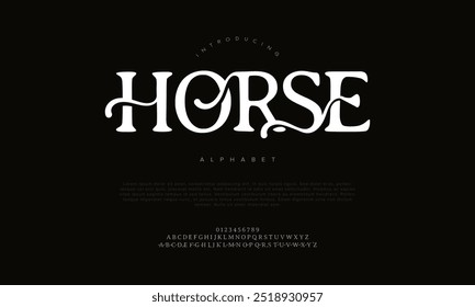 Caballo tipografía belleza moda elegante minimalista serif italic Fuentes decorativas boda vintage retro logotipos. Logotipo de alfabeto de fuente de lujo mínimo. Ilustración vectorial