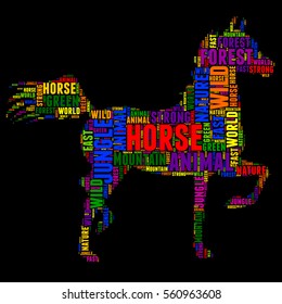 horse Typography word cloud colorful Vector illustration