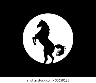 horse under the moon, vector illustration
