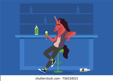 horse unicorn drinks in a bar