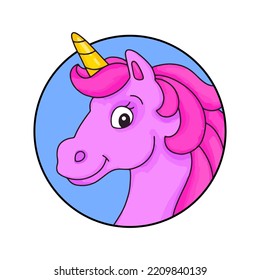 Horse unicorn head. Cartoon character. Colorful vector illustration. Isolated on white background. Design element. Template for your design, books, stickers, cards.