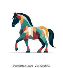 horse vector 2d flat color white background