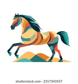 horse vector 2d flat color white background