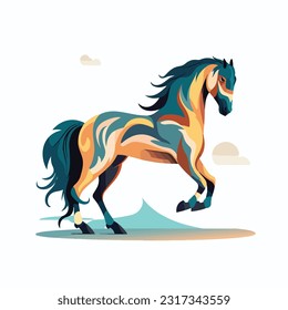 horse vector 2d flat color white background