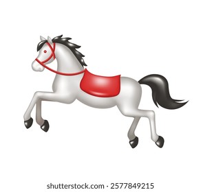 Horse. Vector 3D clipart isolated on white background. 