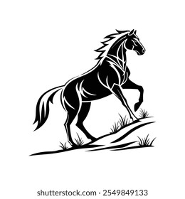 horse vector art silhouette logo design black and white style 