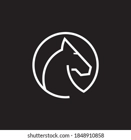 concepto de logotipo de línea simple en forma de caballo, único, creativo