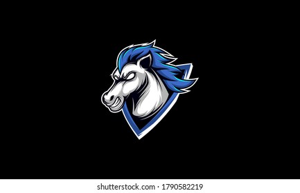 Horse vector emblem, Angry horse head esport logo 