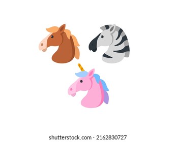 Horse Vector Emoji Set Illustrations. Horse Emoticons