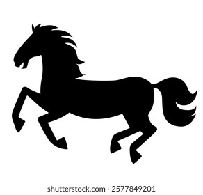 Horse. Vector flat black icon isolated on white background. 