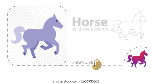 horse vector flat illustration icon