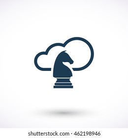 Horse vector icon. Cloud pictogram. Graphic symbol for web design, logo. Isolated sign on a white background.