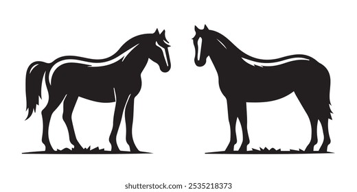 Horse vector icon illustration wild horse vector silhouette