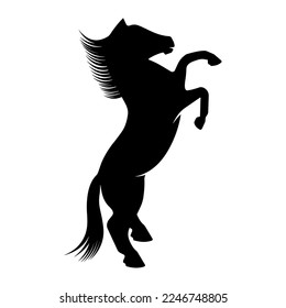 Horse vector icon on white background. Black silhouette with stallion or mare with mane. Wild animal.