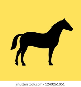 Horse vector icon on yellow background