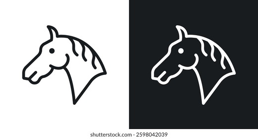 Horse vector icon set in black and white color.