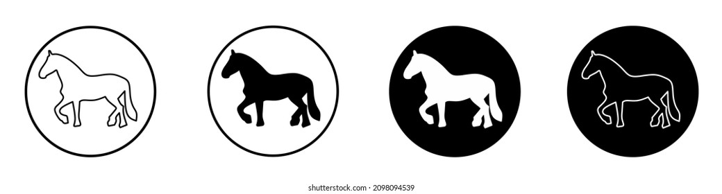 Horse vector icon set isolated on white background. Collection of horse silhouette flat illustrations.
