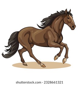 Horse Vector Illustration Brown on White Background