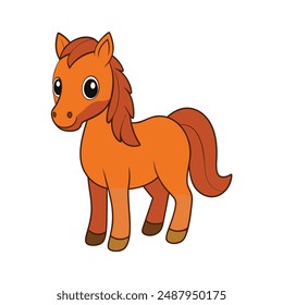 Horse Vector Illustration. Cartoon, Clipart and Line Art Design. Horse vector illustration in cartoon, clipart, and line art design for digital and printable use.  