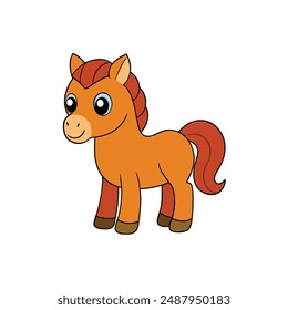 Horse Vector Illustration. Cartoon, Clipart and Line Art Design. Horse vector illustration in cartoon, clipart, and line art design for digital and printable use.  
