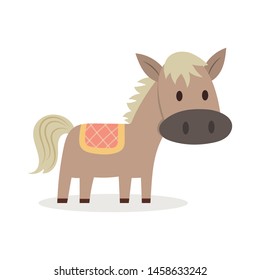 Horse vector illustration cartoon. Farm animal. Cute pony pastel cartoon. 