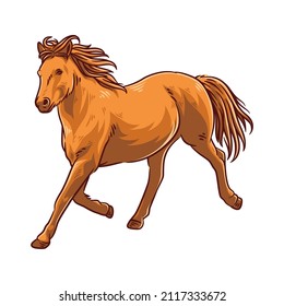 Horse vector illustration with colorful. Running horse. Brown horse