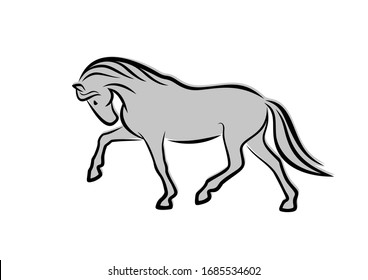 Horse vector illustration. Equine line art on white background. 