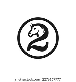 horse vector illustration logo design with number 2
