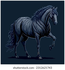 horse vector image with dark background