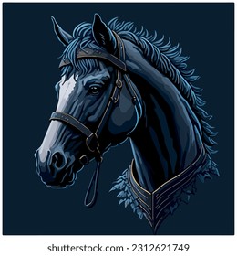 horse vector image with dark background
