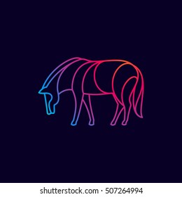 Horse vector line character. Animal design elements for sport team branding, T-shirt, label, badge, card or illustration.