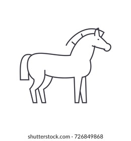 horse vector line icon, sign, illustration on background, editable strokes