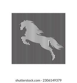 horse vector with lines, forming a horse vector barcode