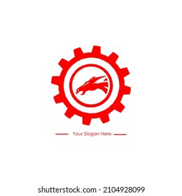 Horse vector logo circled on a red jagged wheel