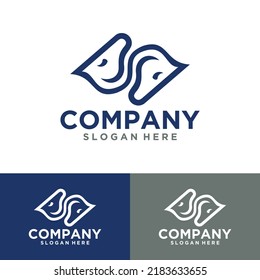horse vector logo crowned with letter S letter N Concept Logo Vector Template graphic illustration
