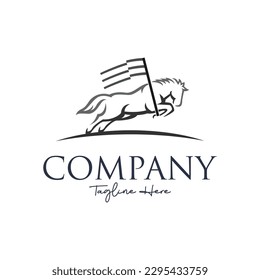 horse vector logo design with flag